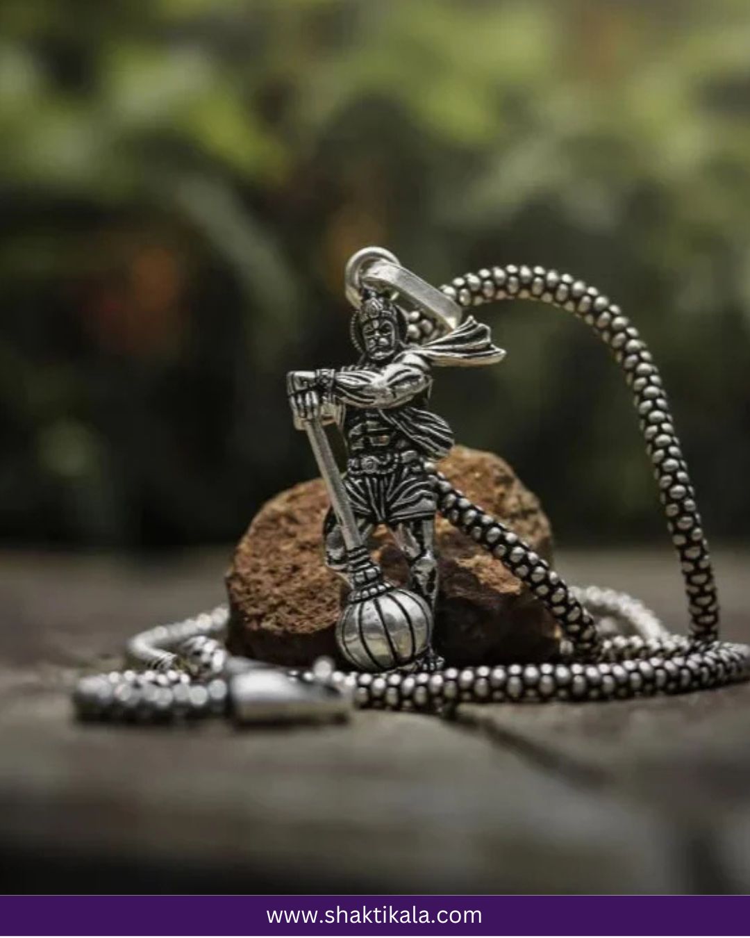 Hanumanji With Gada Silver Pendant Chain